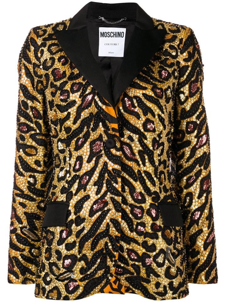 Moschino Tiger Poplin Blazer - Gold