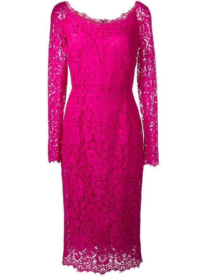 Dolce & Gabbana Floral Lace Midi Dress, Women's, Size: 42, Pink/purple, Silk/cotton/viscose