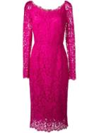 Dolce & Gabbana Floral Lace Midi Dress, Women's, Size: 42, Pink/purple, Silk/cotton/viscose
