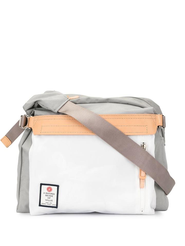 As2ov Contrast Panel Shoulder Bag - Grey