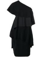 Lanvin One Shoulder Ruffle Dress - Black
