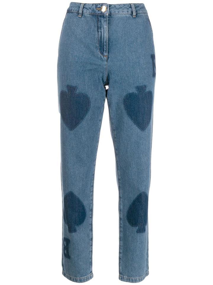 Boutique Moschino Spades Print Jeans - Blue