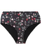 Ganni High Waisted Floral Bikini Bottoms - Black