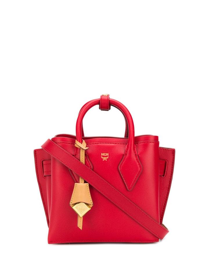 Mcm Mini Trapeze Tote - Red
