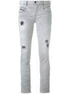 Diesel Distressed Skinny Jeans, Women's, Size: 28, Grey, Cotton/spandex/elastane