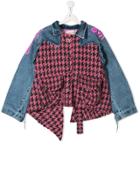 Natasha Zinko Kids Houndstooth Denim Panelled Jacket - Pink