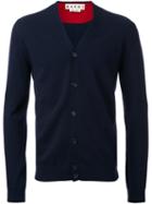 Marni V-neck Cardigan, Men's, Size: 50, Blue, Cashmere/virgin Wool