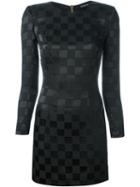 Balmain Check Jacquard Dress, Women's, Size: 38, Black, Silk/viscose