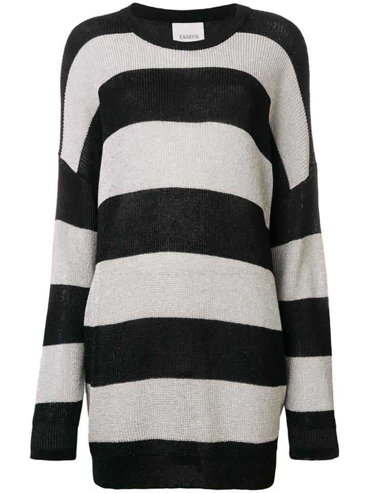 Laneus Striped Oversized Sweater - Black