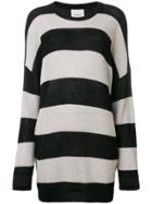 Laneus Striped Oversized Sweater - Black
