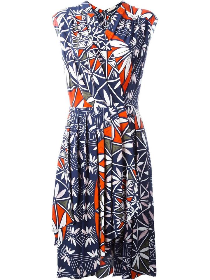 Tory Burch Mixed Print Pleated Dress