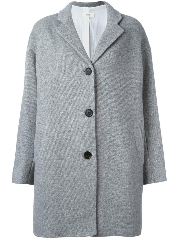 Vanessa Bruno Athé Single Breasted Oversized Coat, Women's, Size: 34, Grey, Cotton/polyamide/viscose/other Fibers