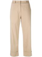 Ql2 - Mable Cropped Trousers - Women - Cotton/spandex/elastane - 38, Nude/neutrals, Cotton/spandex/elastane
