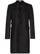 Alexander Mcqueen Single-breasted Metallic-thread Coat - Black