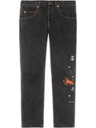 Gucci Embroidered Jeans - Black