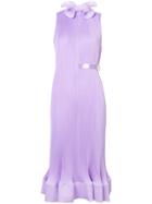 Tibi Ruffle Neck Pleated Dress - Pink & Purple
