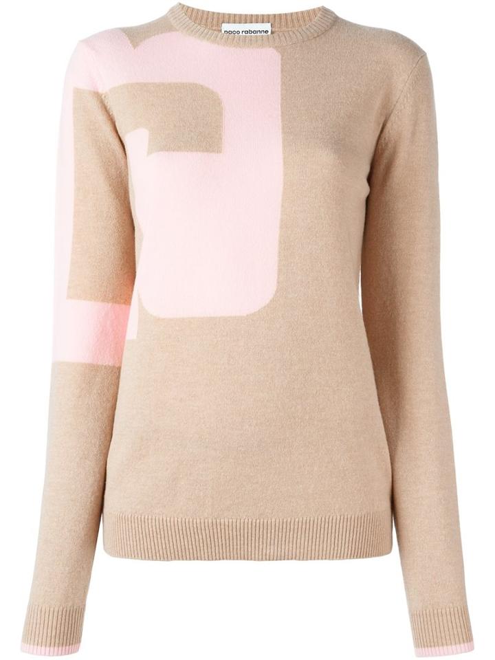 Paco Rabanne Two-tone Jumper, Women's, Size: Small, Nude/neutrals, Virgin Wool