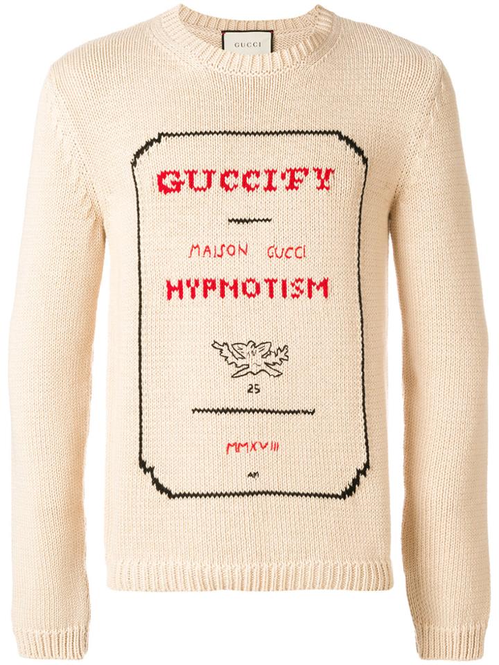 Gucci Hypnotism Logo Long Sleeved Jumper - Nude & Neutrals