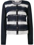 D.exterior - Striped Cardigan - Women - Cotton/polyester/viscose - Xl, Blue, Cotton/polyester/viscose