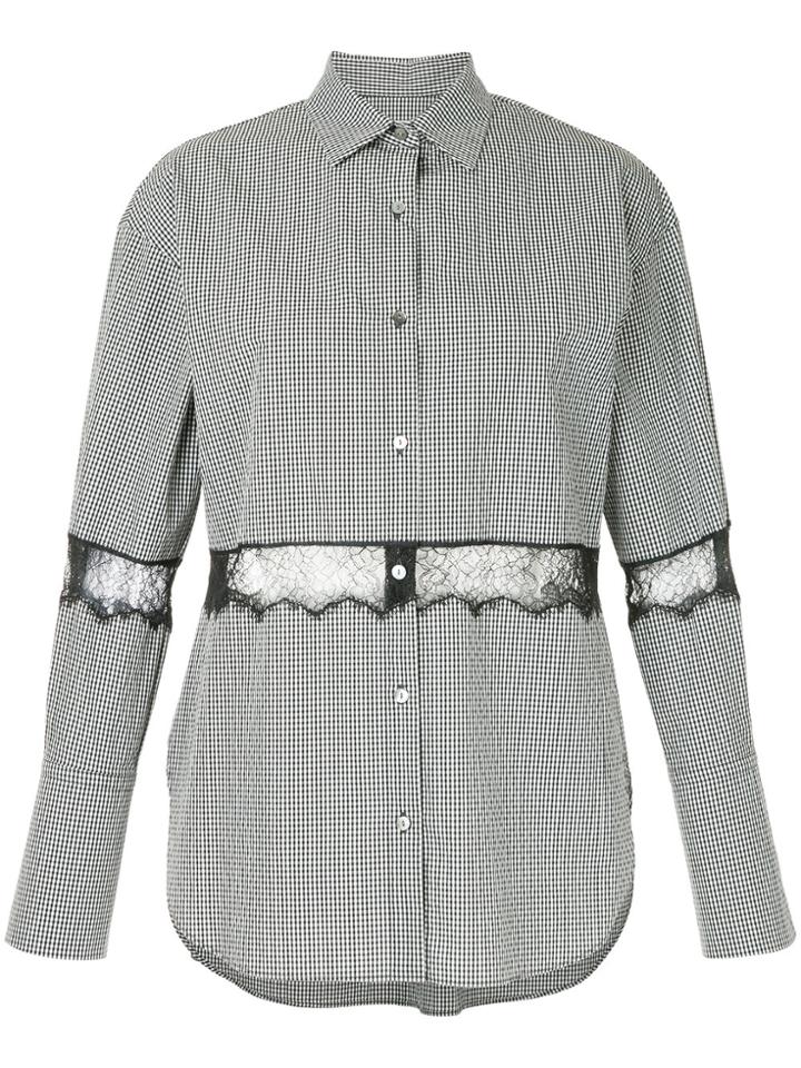 Le Ciel Bleu Lace Insert Gingham Shirt - Black