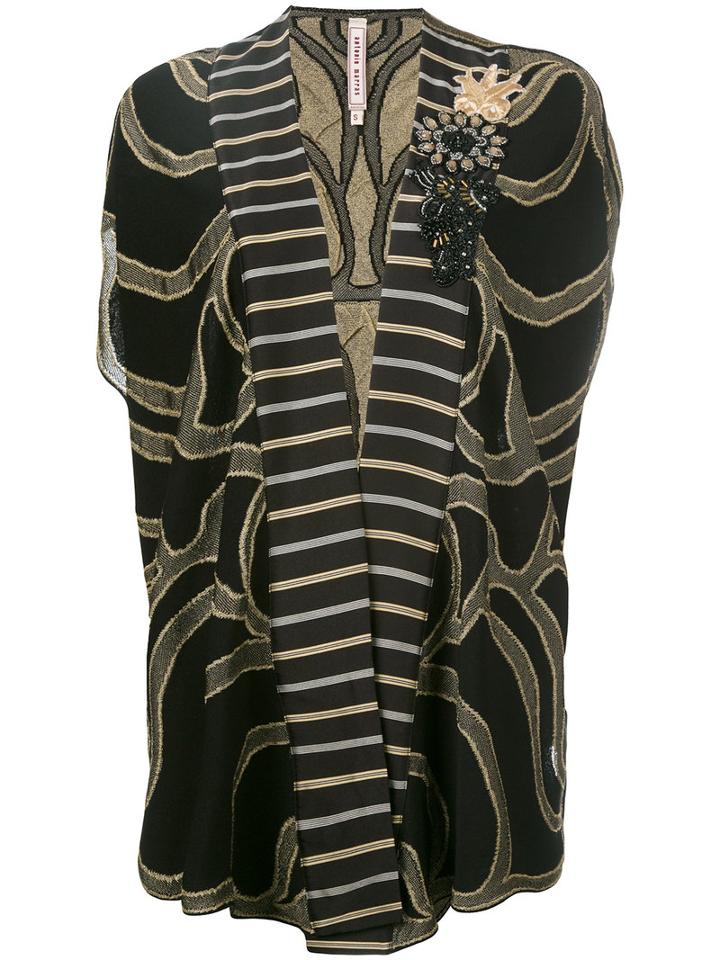 Antonio Marras - Floral Embroidered Cardigan - Women - Polyester/viscose - M, Women's, Black, Polyester/viscose
