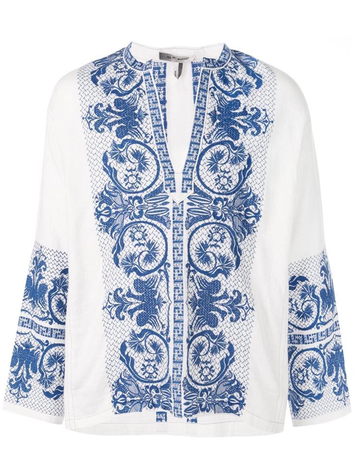 Isabel Marant Printed V-neck Shirt - White