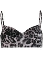 Norma Kamali Leopard Print Bikini Top - Grey