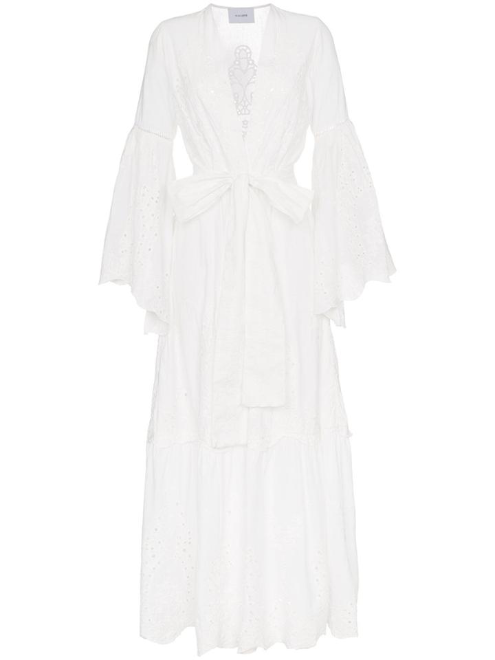 We Are Leone Eyelet Bell Sleeve Maxi Dress - White