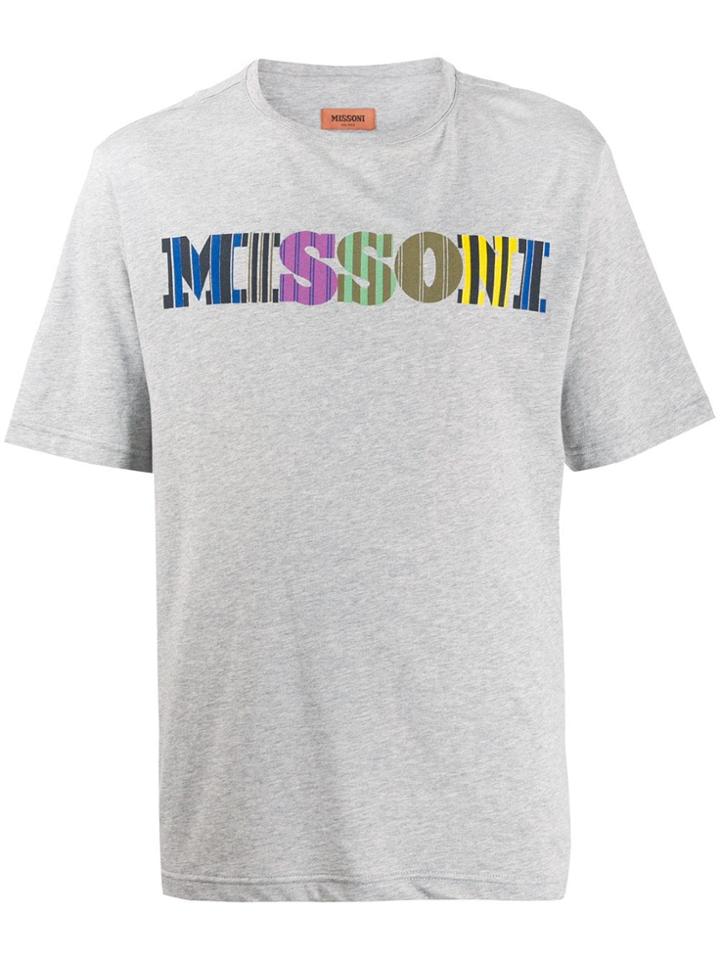 Missoni Striped-logo T-shirt - Grey