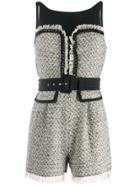 Elisabetta Franchi Belted Tweed Playsuit - Black