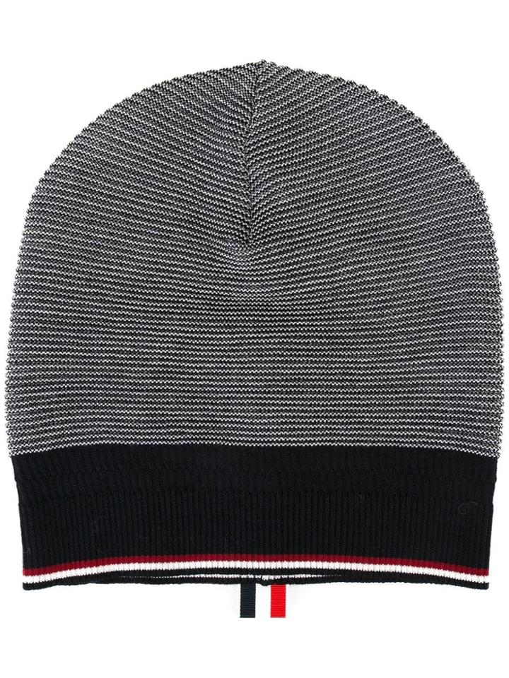 Thom Browne Contrast Trim Beanie - Blue