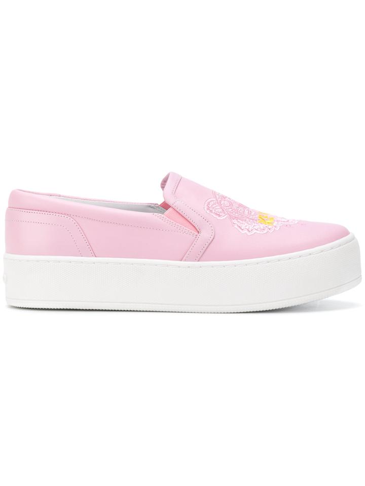 Kenzo Platform Tiger Slip-on Sneakers - Pink & Purple