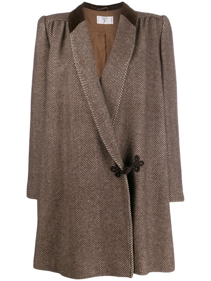 Valentino Pre-owned 1980s Herringbone Coat - Brown