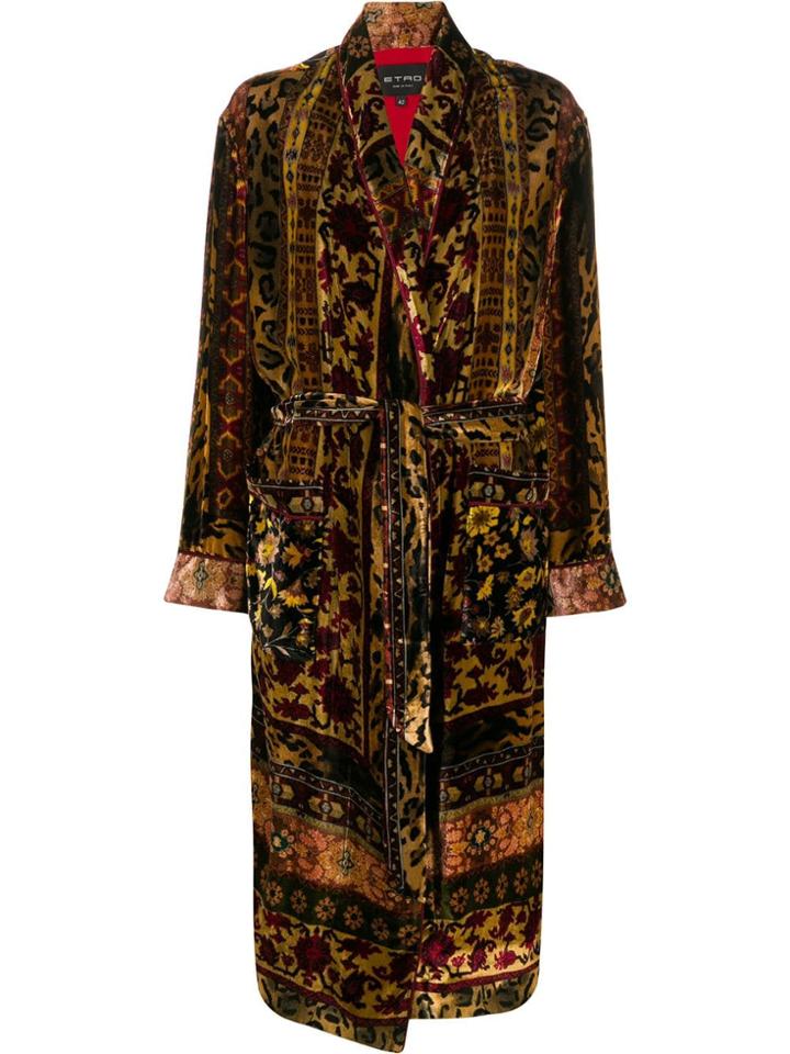 Etro Carpet Pattern Belted Coat - Neutrals