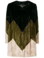 Twin-set Contrast Furry Coat - Multicolour