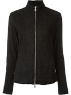 10sei0otto Trim Detail High Neck Fitted Jacket, Women's, Size: L, Black, Leather/cotton/spandex/elastane