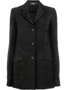 Yang Li - Textured Oversize Blazer - Women - Linen/flax/viscose - 40, Black, Linen/flax/viscose