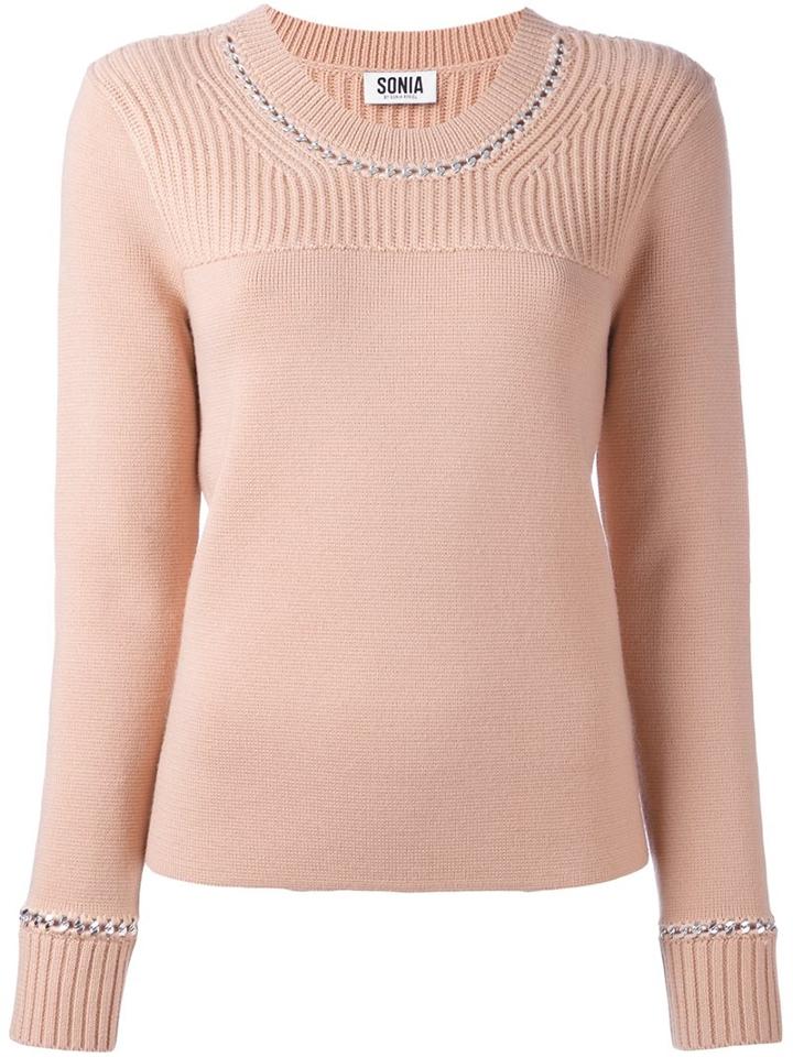 Sonia By Sonia Rykiel Cable Knit Detail Jumper, Women's, Size: Small, Nude/neutrals, Acrylic/wool