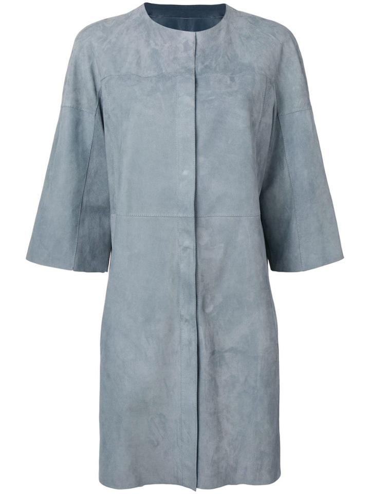 Drome Reversible Leather Coat - Blue