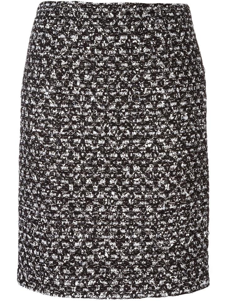 Giambattista Valli Tweed Straight Skirt, Women's, Size: 42, Black, Silk/cotton/virgin Wool