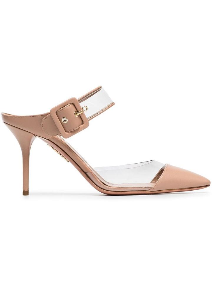 Aquazzura Pink Optic 85 Pvc And Leather Mules