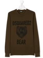 Dsquared2 Kids Teen Bear Print T-shirt - Green