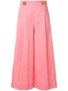 L'autre Chose Cropped Flared Trousers - Pink & Purple