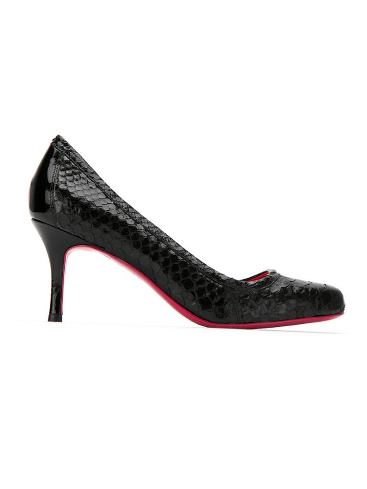 Zeferino Python Leather Pumps - Black
