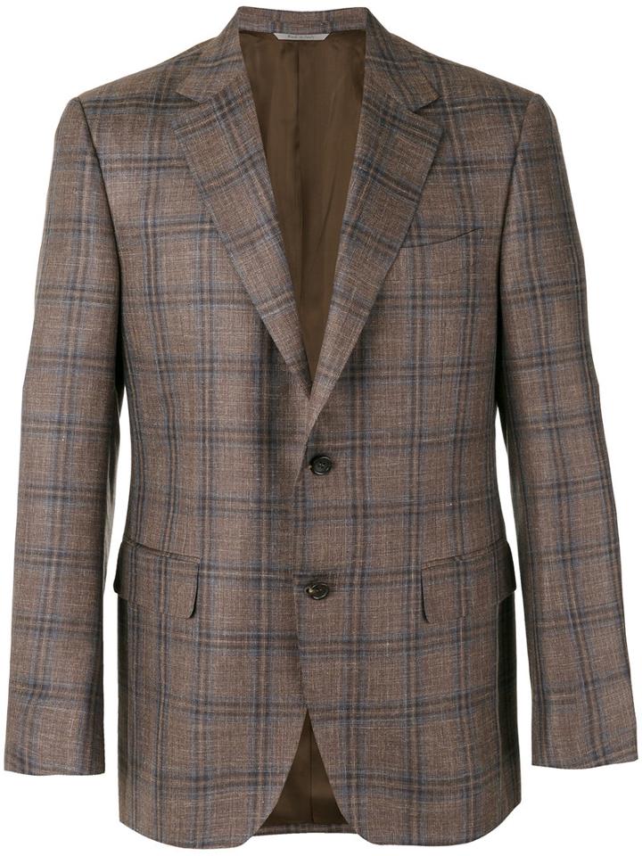 Canali - Checked Blazer - Men - Silk/linen/flax/cupro/wool - 58, Brown, Silk/linen/flax/cupro/wool