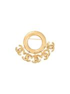 Chanel Pre-owned Fringed Logos Round Brooch - Metallic