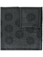 Versace Long Medusa Scarf, Men's, Grey, Wool/silk