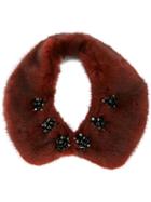 Yves Salomon Jewel Embellished Collar, Women's, Red, Mink Fur/silk
