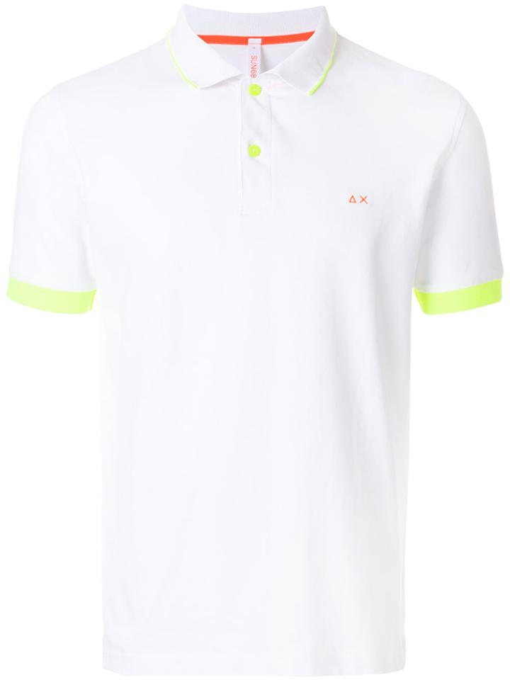 Sun 68 Stripe Collar Polo Shirt - White