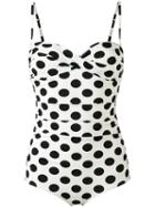 Dolce & Gabbana - Polka Dot Swimsuit - Women - Polyamide/spandex/elastane - 2, White, Polyamide/spandex/elastane